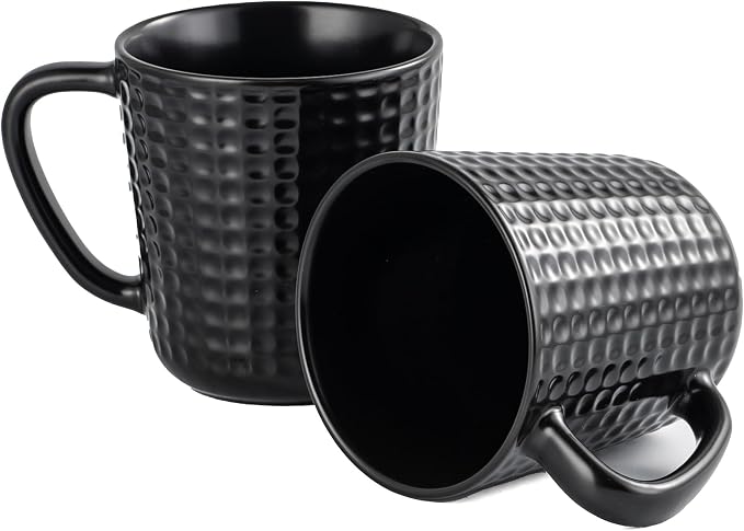Large Coffee Mugs, 20 oz Ceramic Coffee Cups with Handle, 2PCS, Black | Coffee Mug for Office & Home, Latte Cocoa, Microwave & Dishwasher Safe, Lead-Free, Wedding & Housewarming Gift by Seworlan