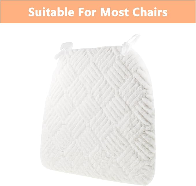 Plush Chair Cushion, Oval Chair Cushion Pad,Ultra Soft Nonslip Seat Pad,Comfortable Chair Cushion Cover,2PCS Memory Foam Chair Seat Cushion for Home Office Kitchen Dining Chairs White - Image 4