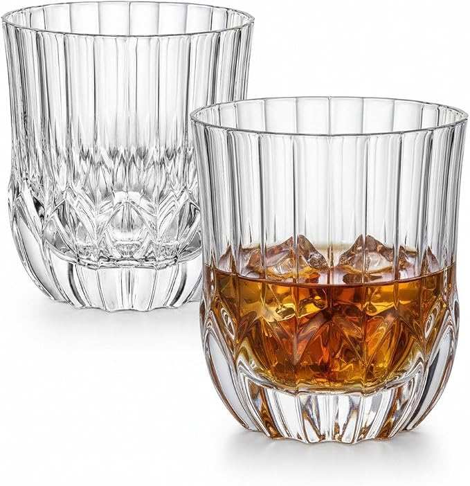 Luxury Italian Restaurant Crystal Double Rocks Glass, 2-Piece Gift Box Set by HISTORYCOMPANY