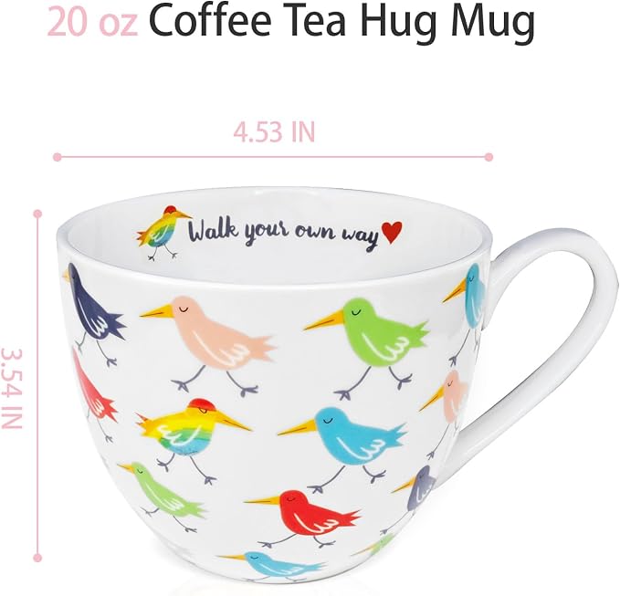 Birds Mugs for Daily Coffee and Tea, Premium 20 oz Bone China Coffee Tea Hug Mug, Perfect Holiday, Birthday and Christmas Gift for Bird Lovers, Designed in England by Harvest Green Studio - Image 3