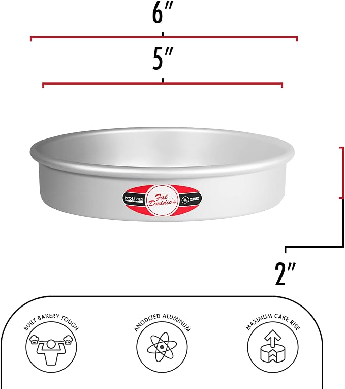 Fat Daddio's Anodized Aluminum Round Cake Pans, 2 Piece Set, 5 x 2 Inch - Image 2