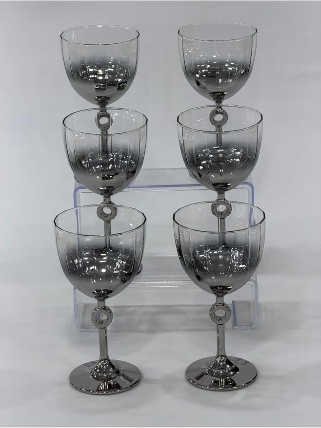 Decorative Glass Tumbler Set of 6 - 9.5 fl oz Capacity with Silver Accents - refined Crystal Look Drinkware for Water, Juice, and Beverages - appropriate for Parties and Daily Use - quality Glassware - Image 2