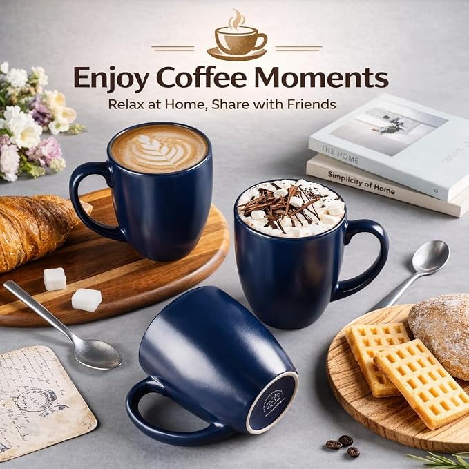GBhome 16 oz Coffee Mug Set of 6, Large Ceramic Coffee Mugs for Men Women | Modern Stoneware Coffee Mugs Set with Handle for Tea/Latte/Cappuccino/Milk/Cocoa, Dishwasher & Microwave Safe - Image 5