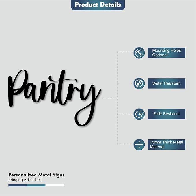 Pantry Word Sign Metal Wall Decor - 24 x 14.67" Pantry Decor for Home Kitchen Restaurant Coffee Shop Store Farmhouse Wall Decor (24 inches) - Image 2