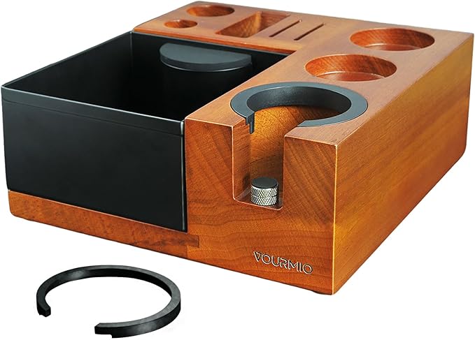 Espresso Tamping Station - Large Knock Box, 9 in 1 Espresso Coffee Organizer for Storage 51/53/54/58MM Espresso Tamper, Distributor, Portafilter and Puck Screen Accessories