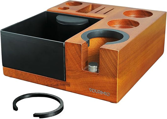 Espresso Tamping Station - Large Knock Box, 9 in 1 Espresso Coffee Organizer for Storage 51/53/54/58MM Espresso Tamper, Distributor, Portafilter and Puck Screen Accessories