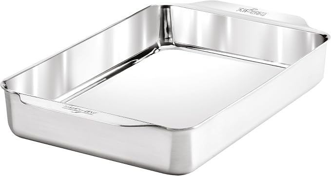 All-Clad Stainless Steel Rectangular Baking Pan 9" x 13" - Tri-ply Bonded for Consistent Baking- (Roast, Bake Cookies, Brownies and More) Professional Stainless Steel Bakeware by Unknown
