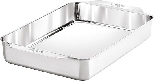 All-Clad Stainless Steel Rectangular Baking Pan 9" x 13" - Tri-ply Bonded for Consistent Baking- (Roast, Bake Cookies, Brownies and More) Professional Stainless Steel Bakeware by Unknown