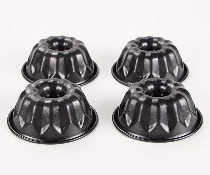 Webake 4 Inch Mini Fluted Tube Pans Nonstick Bakeware Set of 4, Angel Food Cake, Kugelhopf, Brownie - Image 3