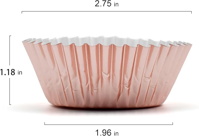 200 Pcs Rose Gold Foil Cupcake Liners Standard Baking Cup Muffin Paper Case | Food-grade, Greaseproof & Sturdy Parchment, Cupcake Wrapper for Party, Christmas, Gift - Image 2