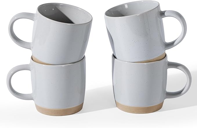 famiware Coffee Mugs for 4, 13 oz Mug Set, Dringking Cup with Handle for Coffee, Tea, Cocoa, Milk, Milkyway Serise, Ligth Gray by Famiware