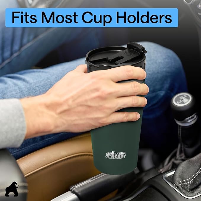 GORILLA GRIP 304 Stainless Steel Double Insulated Travel Coffee Mug, Leakproof Lid with Smooth Sip Top, Prevent Spills, Dent Resistant Reusable Tumbler Cup, Thermal Mugs for Drinks, 20oz, Hunter Green - Image 9