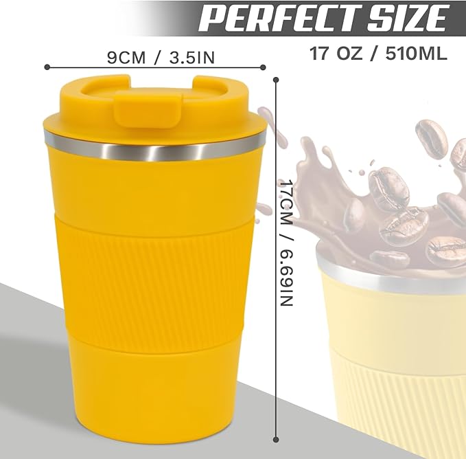 Vacuum Insulated Stainless Steel Travel Coffee Mug,Leak Proof Cup with Lid | 304 stainless steel mug with vacuum insulation, leak proof lid, silicone grip and car cup holder friendly design - Image 4