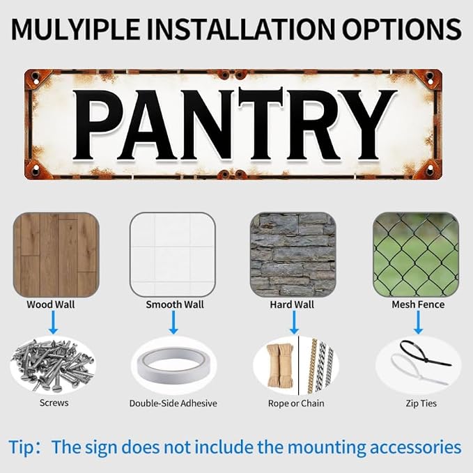 Decorative Tin Sign 16x4 Inches PANTRY Design - Kitchen Signs, Vintage Home Decor, Wall Decor for Kitchen, Pantry, Garage - Image 5