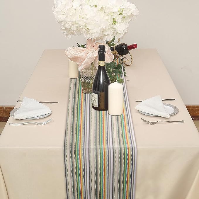 Urban Villa Table Runner Cotton Heavier Quality 14x72 Multi Stripe by CottonTrends