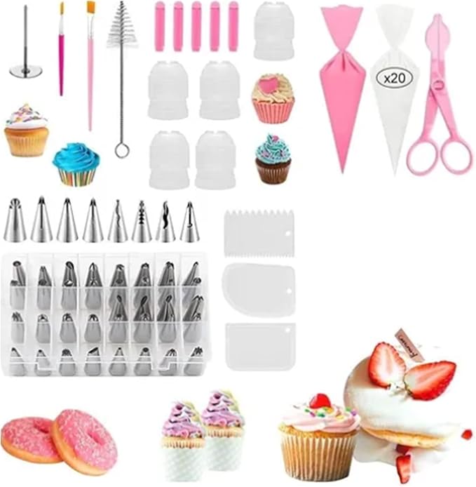 83 Pieces Icing Tips Set,Stainless Steel Baking Tips,Cake Decorating Supplies Kit with Numbered Nozzle Pastry Bags Frosting Piping Kit for Professional Cake Decorating