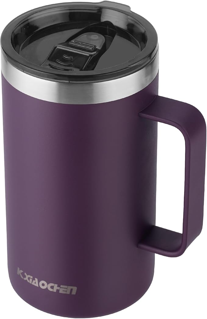 KXIAOCHEN 20 oz Insulated Coffee Mug, Coffee Cup with Lid and Wide Handle | 18/8 stainless steel, 6+ hours hot or 12+ hours cold, wide mouth, no-sweat exterior, for office, work, home and camping by KXIAOCHEN