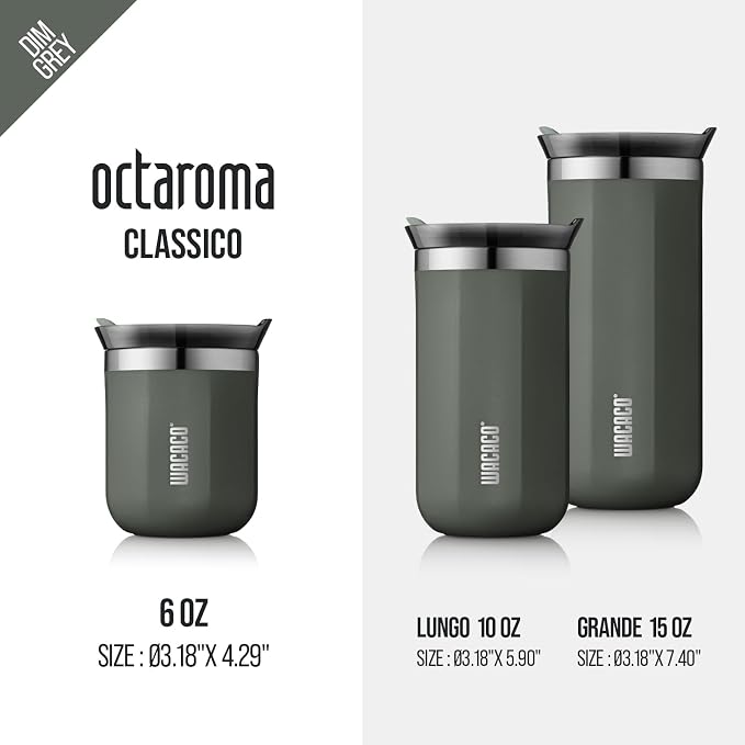 WACACO Octaroma Classico Vacuum Insulated Coffee Mug, Double-wall Stainless Steel Travel Tumbler With Drinking Lid, 6 fl oz (180ml), Dim Grey - Image 7