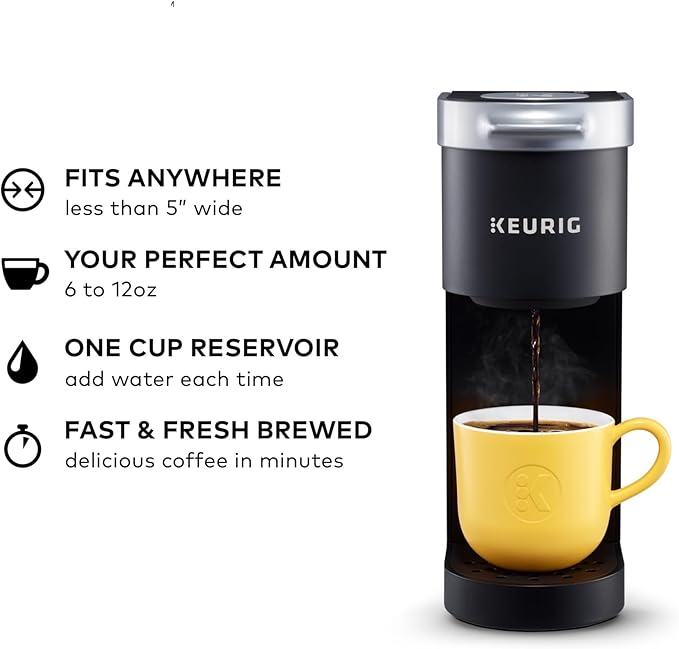 Keurig K-Mini Single Serve K-Cup Pod Coffee Maker, 6 to 12oz Brew size, with Cord Storage, Perfect for Small Spaces, Black | Cord Storage, Small Spaces - Image 2