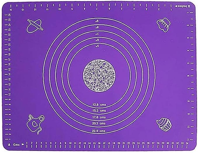 Silicone Rolling Mat 30x40cm Non- With Measurements(Purple) | Rolling Mat Dough, Bread and Pizza, Reusable Kitchen Tool Home Bakers, Blue by Unknown