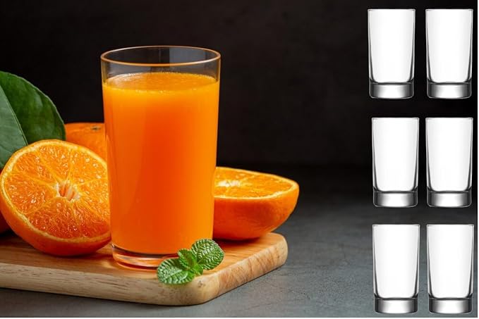 BOHEM'S Small Juice Glasses, Mini Clear Glass Cups Tumblers, 5.1 Oz, Drinking Glassware for Orange Juice, Water, Milk, Coffee, Perfect for Tasting and Small Portions, Set of 6, - Image 3
