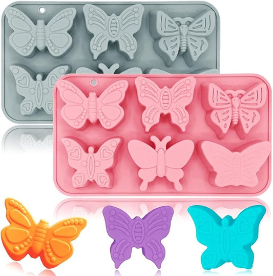 2 Pack Cute Butterfly Silicone Molds 3D Butterfly Themed Baking Mould Tray DIY Baking Tool for Chocolate Cake Dessert Candy Mousse Pastry Handmade Soap Cupcake Topper by BENEKIY