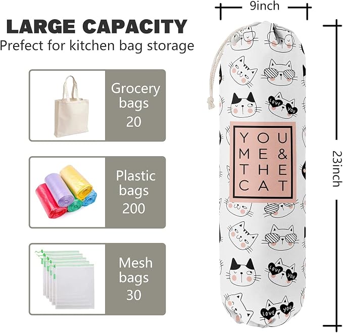 Funny You Me & The Cat, Grocery Bags Holder Organizer For Shopping Bags, Wall Mount Plastic Bags Storage Container Dispensers, Gift For The Preferred Family And Friends - Image 3