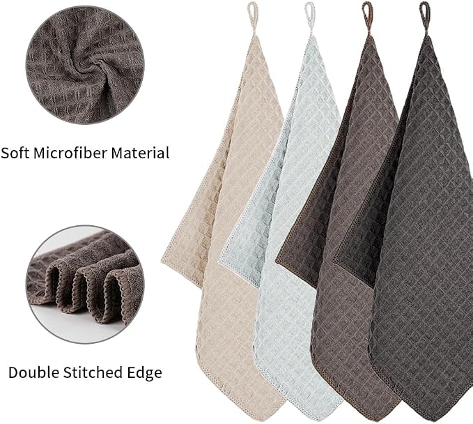 watchget Barista Microfiber Cloths 4 Pack (12"x12") | Professional Cleaning Towels for Espresso Machines, Steam Wands & Countertops Essential Coffee Bar Accessories - Image 3