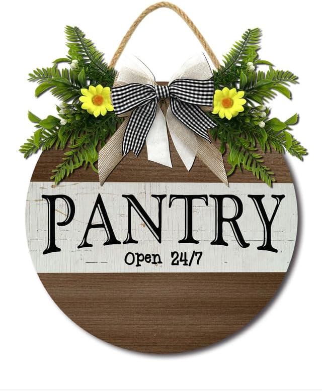 Pantry Wood Sign Decor, Home Pantry Room Door Wall Decor for Kitchen Farmhouse Restaurant Decoration for Holiday Home Shop Farmhouse Window 11" by Ymaotrade