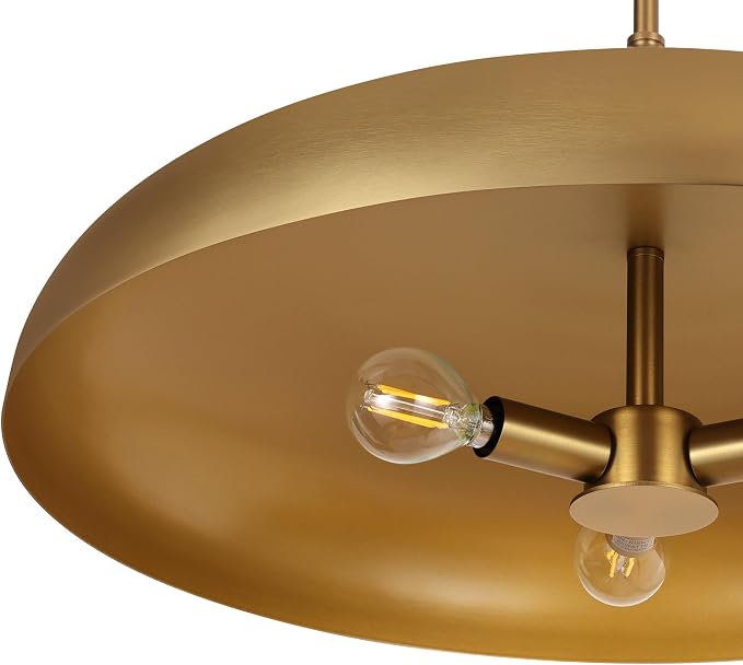 LamQee 20 Inch Oversized Large Pendant Lights, 3-Lights Brushed Gold Modern Dome Chandelier, Farmhouse Metal Pendant Lighting Fixture Ceiling Hanging for Kitchen Island, Dining Room Over Table, Bar - Image 5