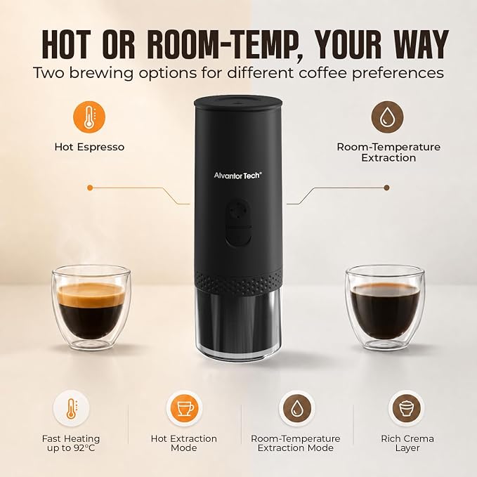 Portable Electric Espresso Machine, Mini Self-Heating Travel Coffee Maker for Ground Coffee & NS Capsules, Ideal for Camping, RV, Hiking & Office - Image 5