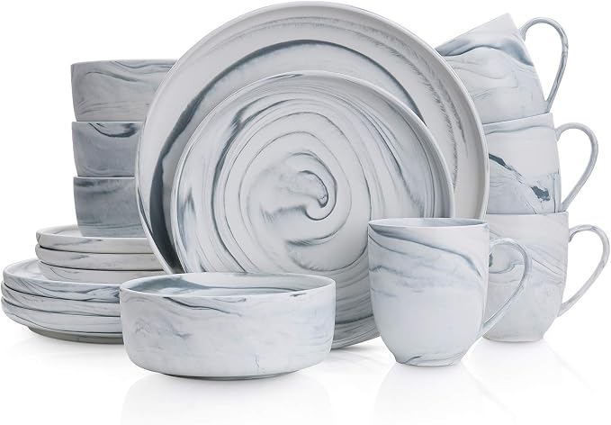 Stone Lain Brighton 16-Piece Dinnerware Set Porcelain, Gray by Unknown