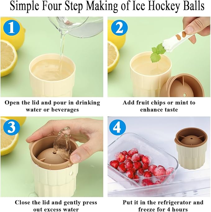 Kyraton Ice Molds Set 4 Pack, 2inch Plastics Round Ice Cube Mold, Ice Ball Maker Mold, Stackable Puck Maker, Easy Release, Mixing Colours