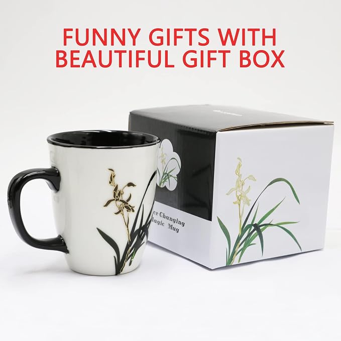 Funny Ceramic Magic Heat Color Changing Coffee Mug with Orchid Printing for Women Personalized White Green Tea Cup Large Mugs for Mom,Girl, Grandma and Man 16 oz - Image 4