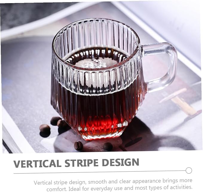COHEALI 6pcs Clear Glass Coffee Mugs with Handles Transparent Tea Cups Heat Resistant Microwave Safe for Hot Cold Beverages Coffee Latte Espresso Cappuccino