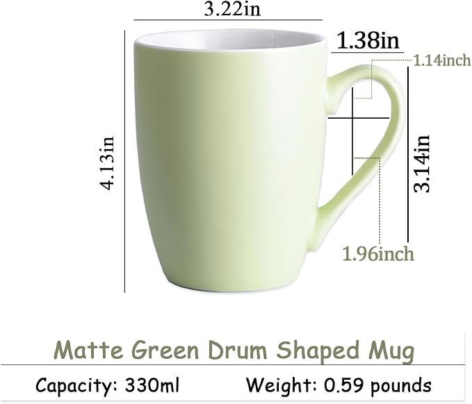 Coffee Mugs Set of 6, 12oz Ceramic Coffee Mugs with Handle, Matte Porcelain Green Coffee Mug for Latte, Tea, Cocoa, Cappuccino, Cups for Women Men for Home Restaurant Mug (Green) - Image 3