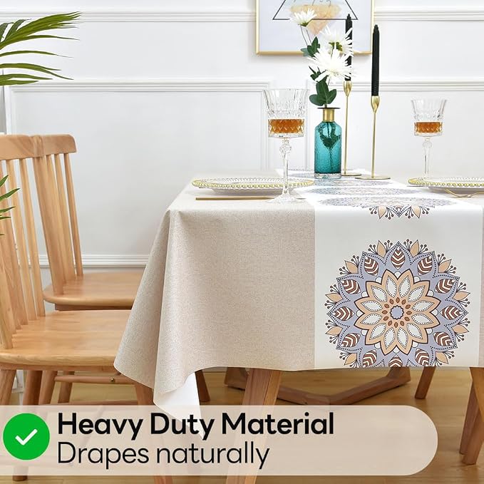 Wipeable Waterproof Tablecloth Vinyl Tablecloths for Rectangle Tables Heavy Duty PVC Tablecloth for Kitchen Dining Table(Flowers-1, 54'' x 108'') - Image 4