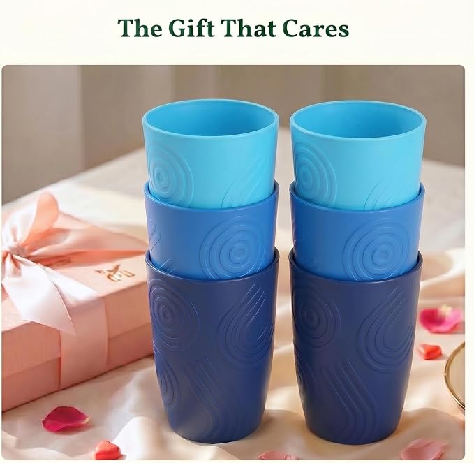 Homienly Wheat Straw Cups 16oz,Unbreakable Cups-6 PCS Freezer and Dishwasher Safe Cups for outdoor gatherings,Picnic,Travel-Blue Sky - Image 8