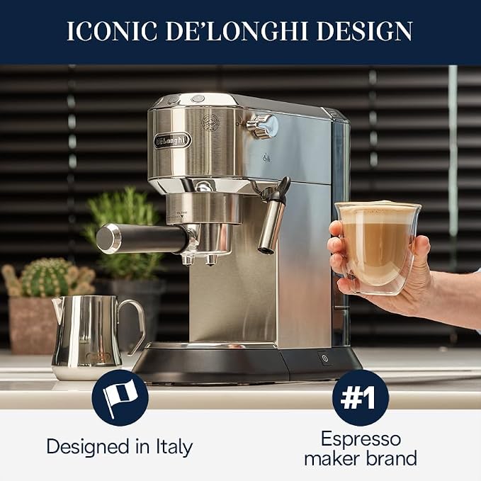De'Longhi Dedica Espresso Machine, 15-Bar Pump, Frother, Stainless Steel | #1 Worldwide Espresso Machine Maker, Rapid Heat-Up, Frother, Compact Design, Easy to Clean - Image 5