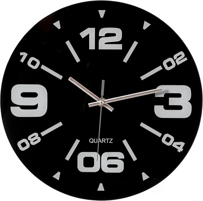 Clockswise Bulk Set of 10 PC 12" Black Decorative Unique Modern Round Glass Wall Clock, for Living Room, Kitchen, Dining or Bedroom, - Image 2
