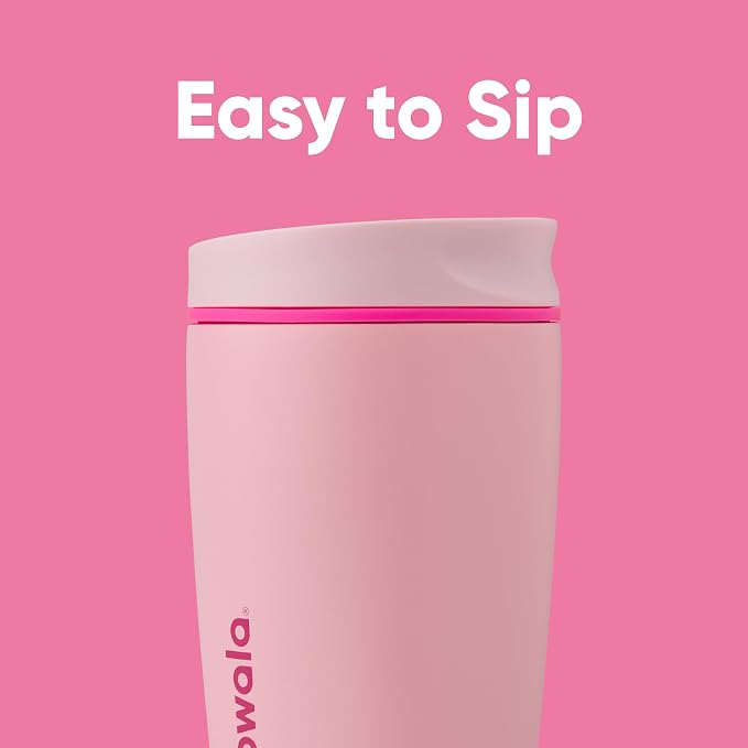 Owala SmoothSip Slider Insulated Stainless Steel Coffee Tumbler, Reusable Cup, Hot Coffee Travel Mug, BPA Free 12 oz, Pink (Pucker Up) (Pack of 8) - Image 2