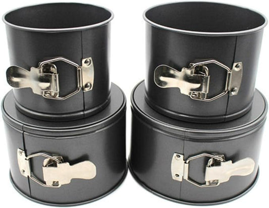 4 pcs Springform Pan Set, 4 5 6 7 inches Round Cake Tin with Removable Bottom, Nonstick Leakproof Carbon Steel Cheese Cake Pans Mold for Baking(COLOR:Black) by Unknown