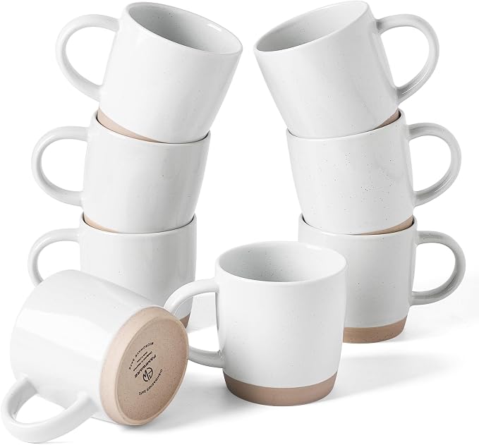 famiware Coffee Mugs for 8, 13 oz Mug Set, Dringking Cup with Handle for Coffee, Tea, Cocoa, Milk, Milkyway Serise, White by Famiware