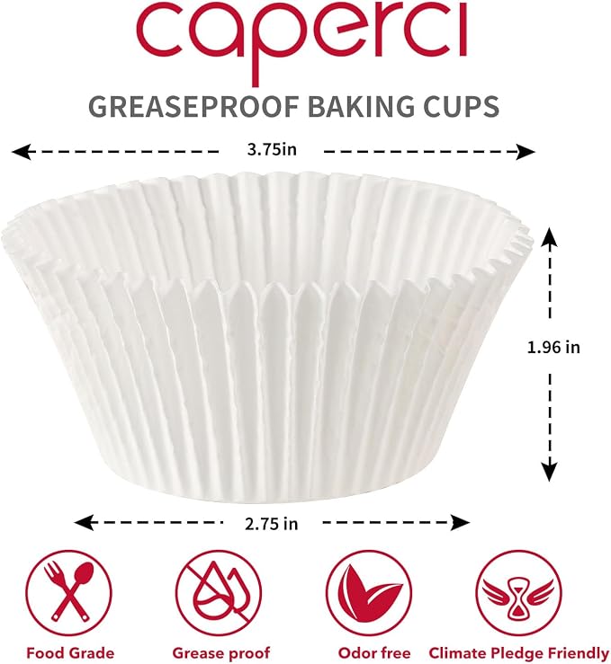 Caperci White Jumbo Muffin Cupcake Liners - 150pcs Large Baking Cups, Odorless, Food Safe Grease-Proof Cupcake Wrappers Papers - Image 6