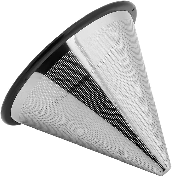 Keenso Double Layered Stainless Steel Coffee Filter Dripper Mesh Strainer, Ideal for Coffee Enthusiasts and Beginners