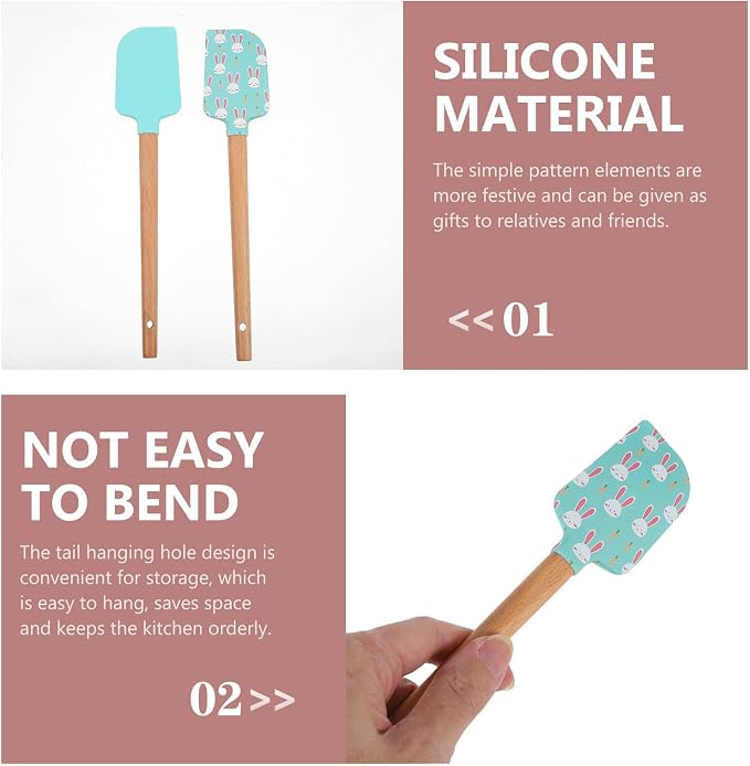 Wakauto Silicone Butter Spatula Flexible 4pcs Multiuse with Wood Handle and Hanging Hole Cake Making Tool and Decorating for Baking, Decorating, and Dessert Preparation - Image 8