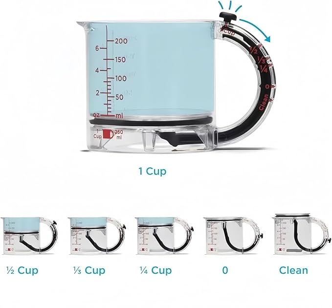 4-in-1 Adjustable Measuring Cup, All-in-One Kitchen Tool for Liquid and Dry Ingredients with Leveling Scraper, Collapsible Space-Saving Design, Easy to Clean for Baking & Cooking (2)