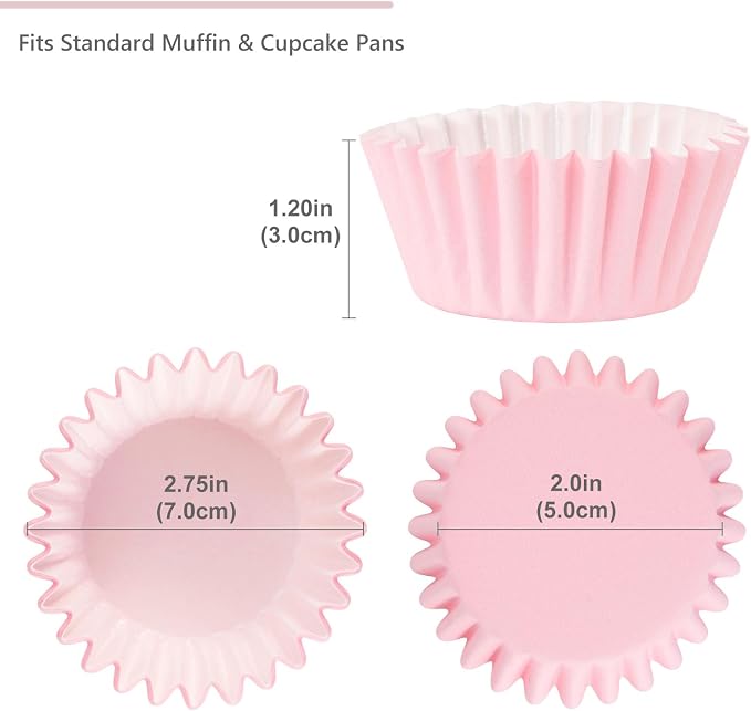 Caperci Grease-Resistant Standard Pink Cupcake Liners 150 Counts - Heavy Duty Paper Muffin Baking Cups, Odorless, No Muffin Pan Needed, Easily Peels (Pink) - Image 5