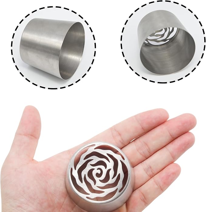 Extra Large Russian Piping Tip, Food Grade Seamless Designed Stainless Steel Rose Floral Nozzle for Cake Decorating, Frosting or Cream Flower DIY Cookies (SL48)