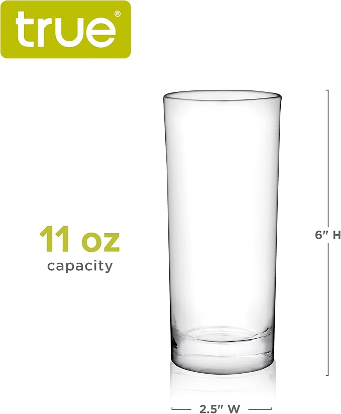True Highball Glasses, Tall Glass Tumbler for Cocktails, Mojito Iced Tea Juices, Soda Water Drinking Cups, Kitchen Glassware, Home Bar, 11 oz Set of 4 - Image 3